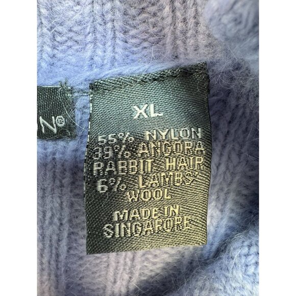 Hillard & Hanson Cable Knit Angora & Nylon Turtleneck Sweater XL Light Lavender - Picture 4 of 9